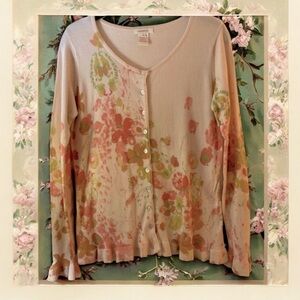 NEW Vtg Sundance~Art & Imagination Cotton Cardigan~ Peachy-Pink~ size Small
